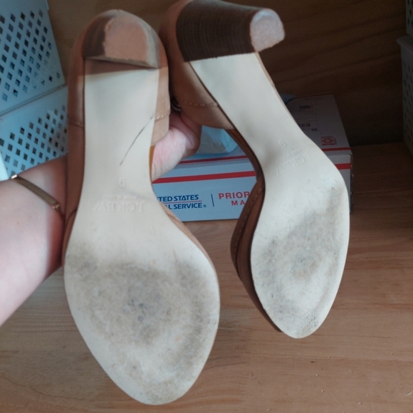 J.Crew Peep Toe Nubuck Tan Leather Heels Made In Italy 9 - Picture 8 of 9